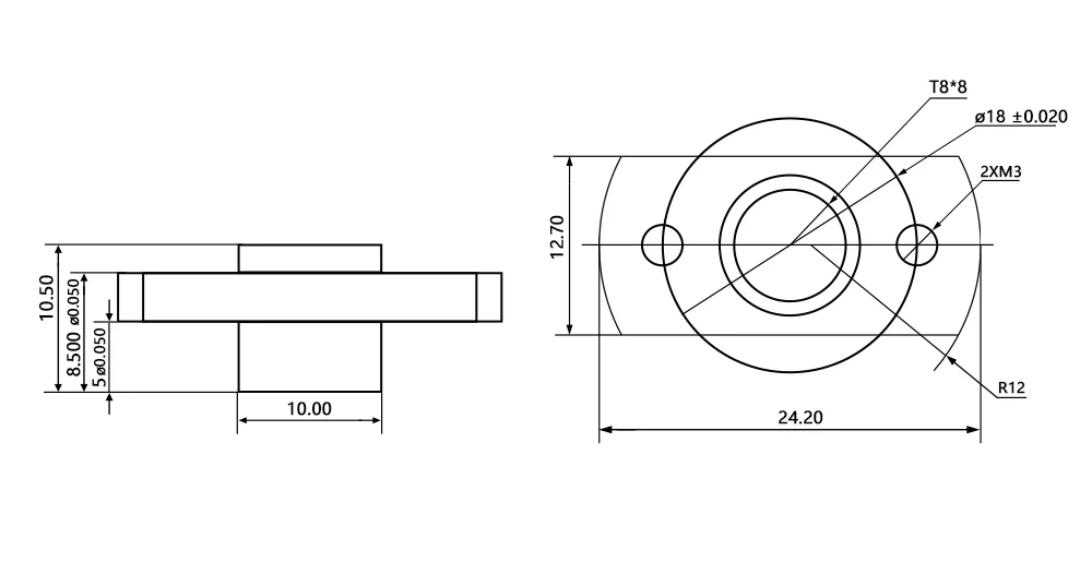 3D-Drucker T8-Spindel Fräsmutter aus POM, 8mm Gewinde für Upgrade Ender 3 CR-10 Ender-3 Spindel 3D-Drucker T8 Spindel POM-Mutter – Detail 2