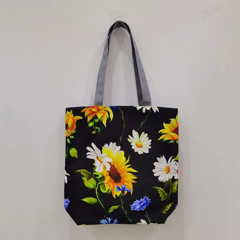 Customized Fashion Tote Refreshing Simple Casual Shoulder Bag Beautiful Sunflower Print Handbags High Capacity Eco Shopping Bags