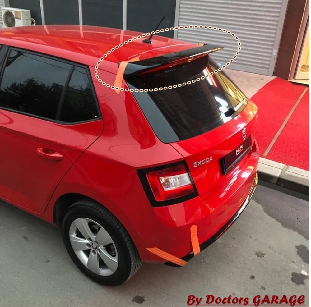 For Skoda Fabia Spoiler 2015 2016 2017 2018 2019 2020 Spoilers Fiber Rear Wing Top Car-styling Auto Car Styling Cup Rear Glossy