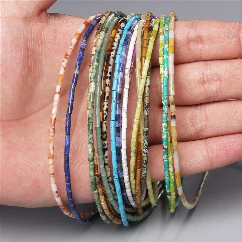 2x4mm Beads Small Size Natural Stone Loose Cylindrical Spacer Seed Tube Beads For DIY Jewelry Making Spacer Beads Whosale 15.5\