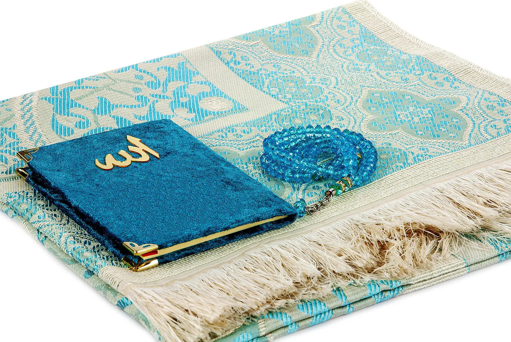 Prayer rug set muslim prayer carpet portable mats simply print in the pouch with compass travel mat Yasin Sharif rosary muslim