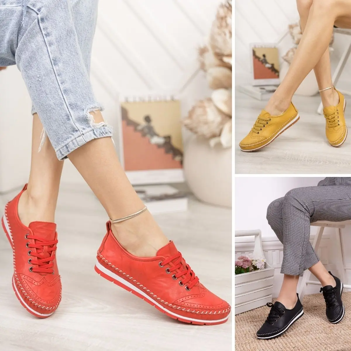 

Multicolored Flat Shoes Genuine Leather 2022 Summer Fashion Light Comfortable Sweatproof Stylish Soft Thermo Sole