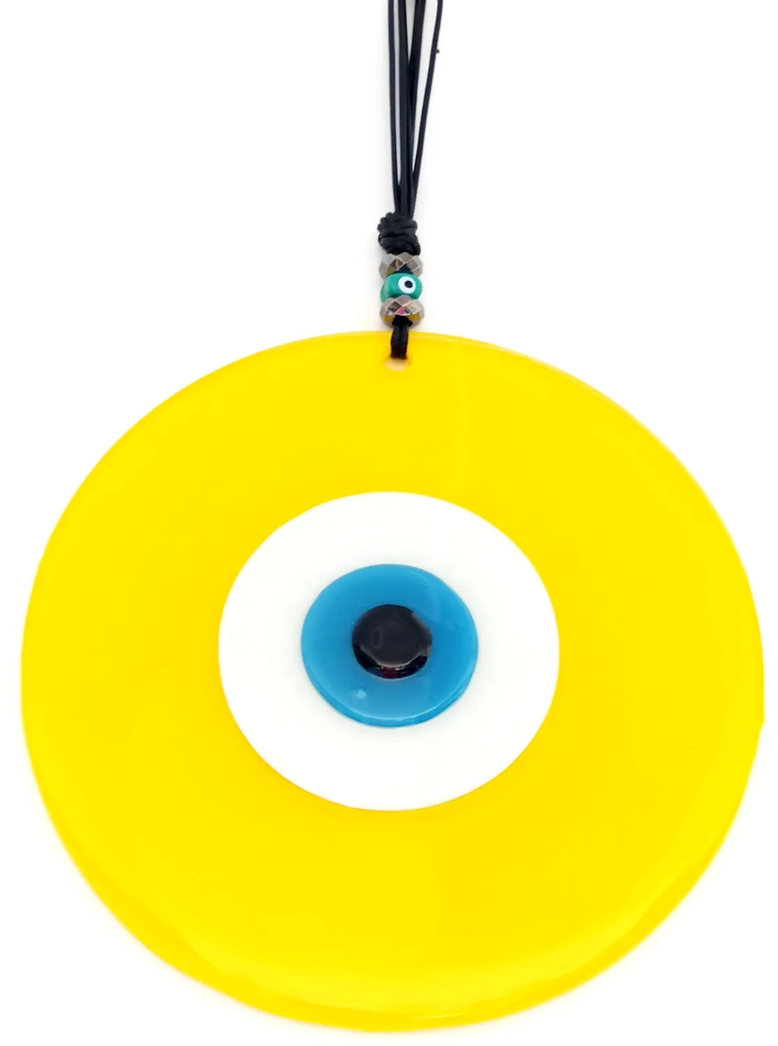 Handmade Glass Wall Ornament With Yellow Color 20 Centimeter Evil Eye Beads