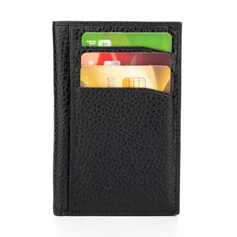 Fury Style Genuine Leather Vertical Men's Wallet with Gripper Black Purse Casual Good Quality Luxury Stlaylısh Detailed Durable