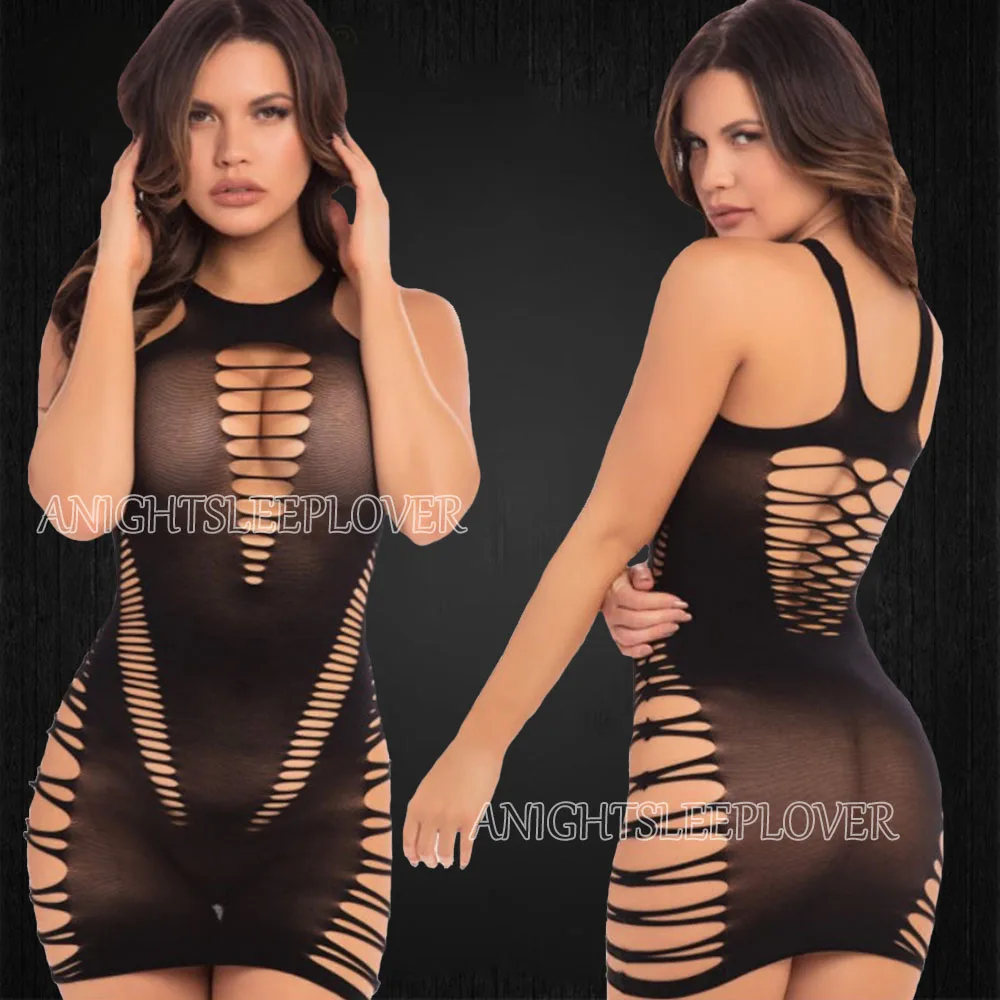 Porno Sexi Women Lingerie Dress Fishnet Hot Vestido Sexy Erotic Underwear Baby Doll Costumes Catsuit Transparent Night Dresses