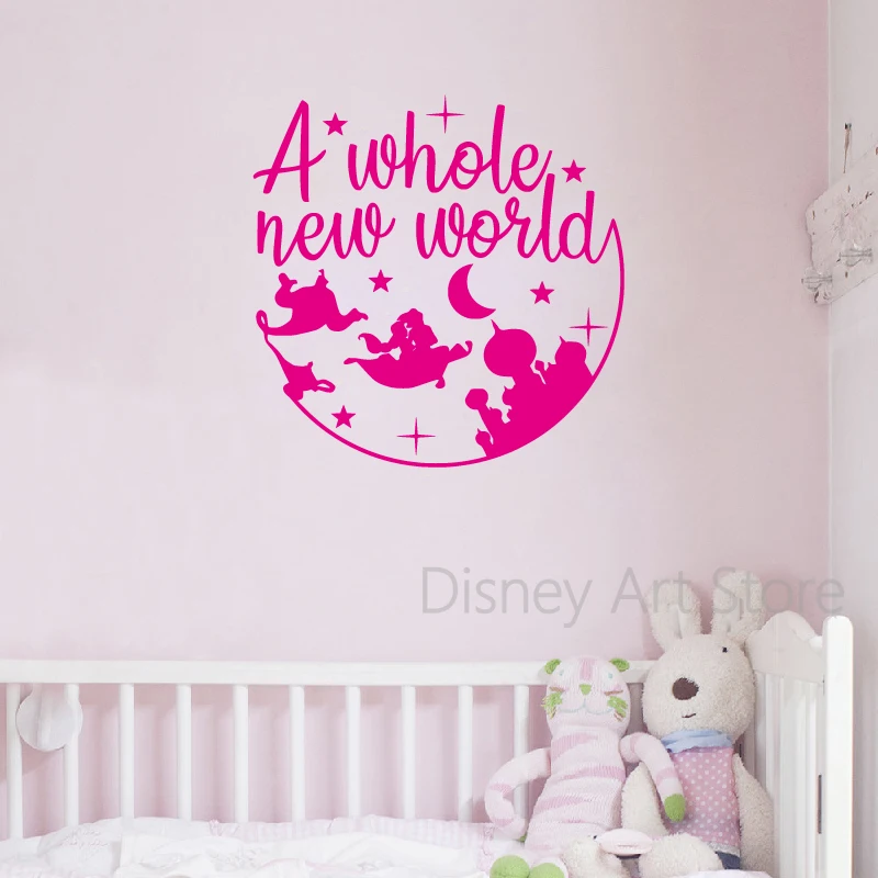 Aladdin Jasmine Car Accessories Stickers Decals Mickey Head Laptop Decal A Whole New World Quote Kids Room Wall Sticker Decor