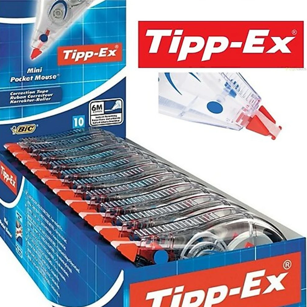 Tipp-Ex Correction Tape 5mm Box Of 10 6 Meter Length Best Corrector Solution Tear-resistant Film Mini Pocket Mouse Office Eraser