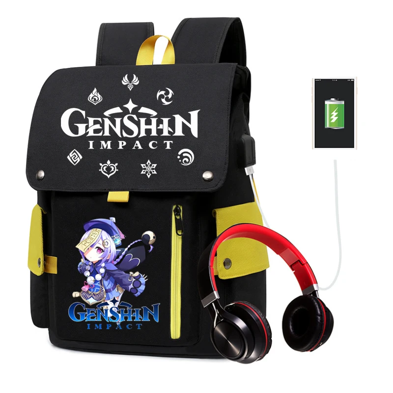 Genshin Impact Children's School Bag with Hair Ball Teen Boys Girls Backpacks