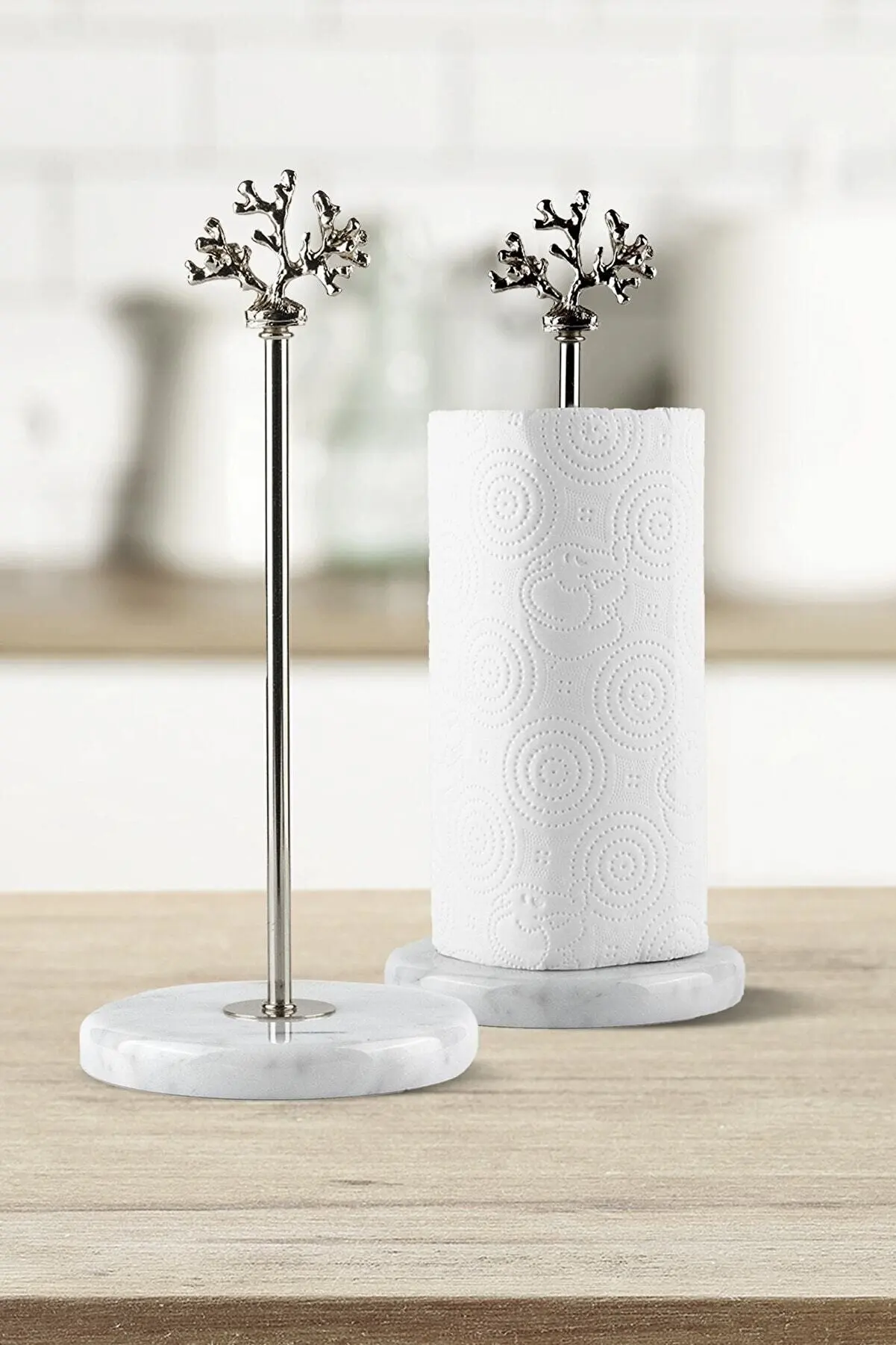 Marble Silver Paper Towel Holder Special Production Decorative Special Crystal Stone Metal Roll Paper Towel Holder Metallic coat