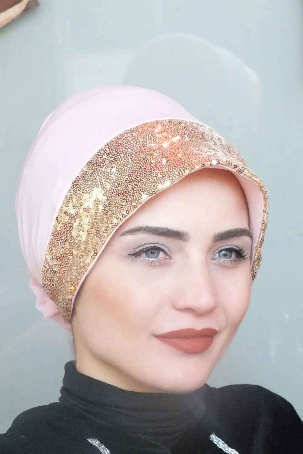 Gold Sequin Hat Bathing Cap Hijab muslim women head hijab women scarf fashion shawl kerchief Hand Embroidered Practical Shawl hijab