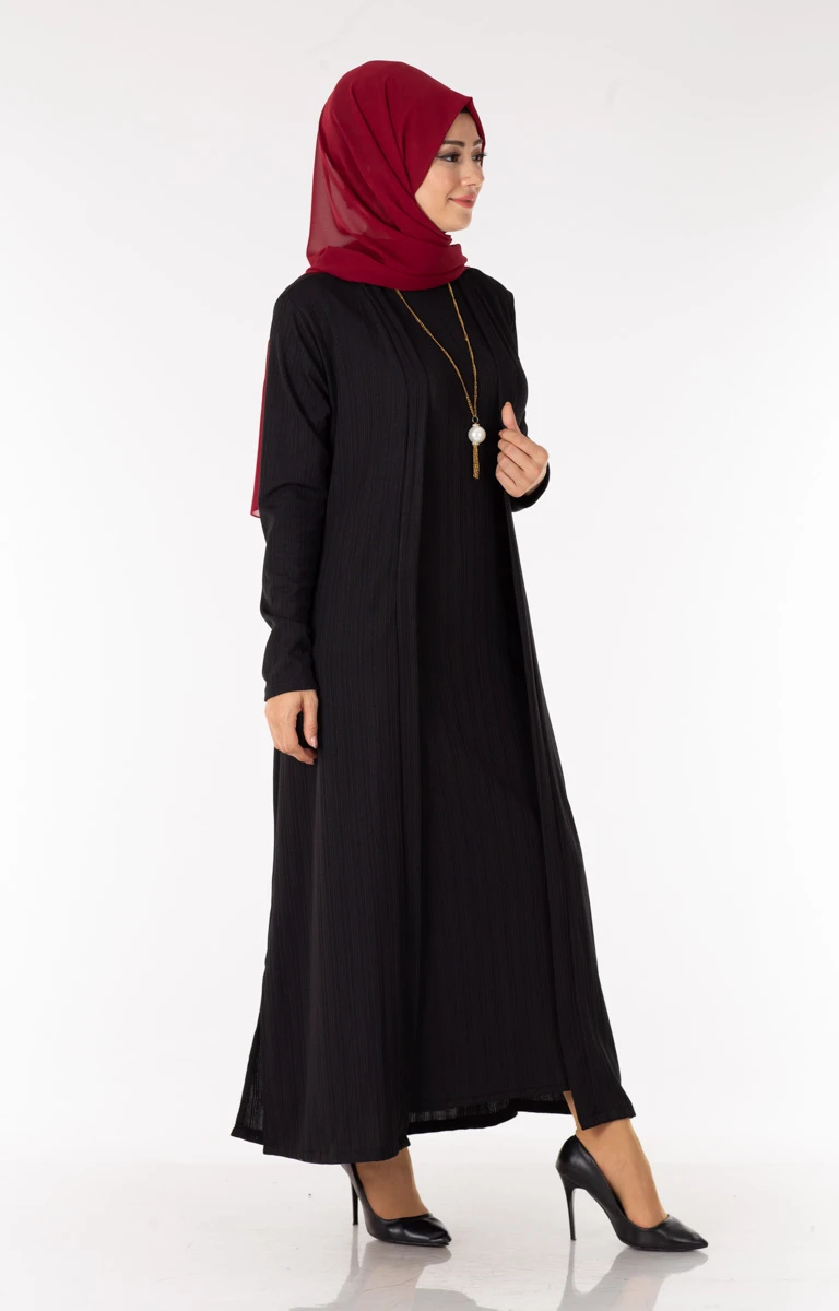 Elbise-Hırka Gül Tesettür İkili Takım Nzn3030-3 tesettur pazari islam musluman HIJAB ABAYA giyim islam uzun renkli size S M L