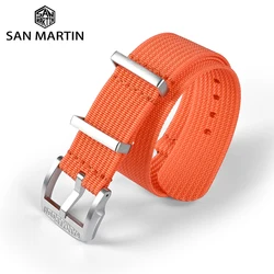 San Martin Nylon Strap Moda Colorido Adequado Para 20mm 22mm Universal Paraquedista Woven Bands 316L Buckle Watch Parts