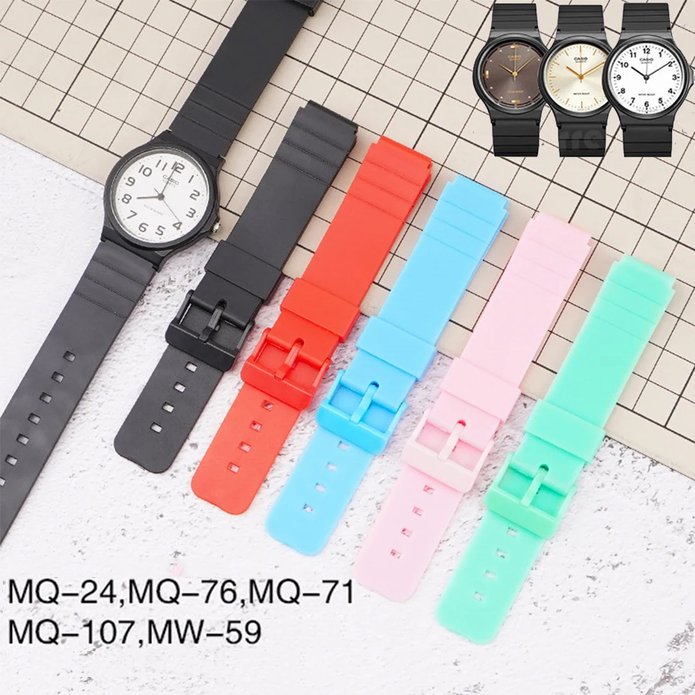 16mm Strap for Casio MW-59 MQ-24 MQ-27 MQ-76 MQ-71 MQ-107 Watch Band Replacement Resin Rubber Waterproof Wrist Bracelet Belt