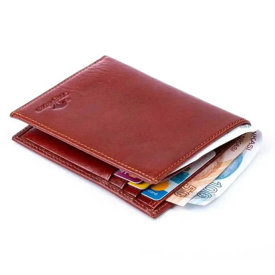 Cangurione Genuine Leather Trifold Mens Wallet Tan Purse Casual Quality Luxury New Stylish Design Naive Detail Durable Sturdy