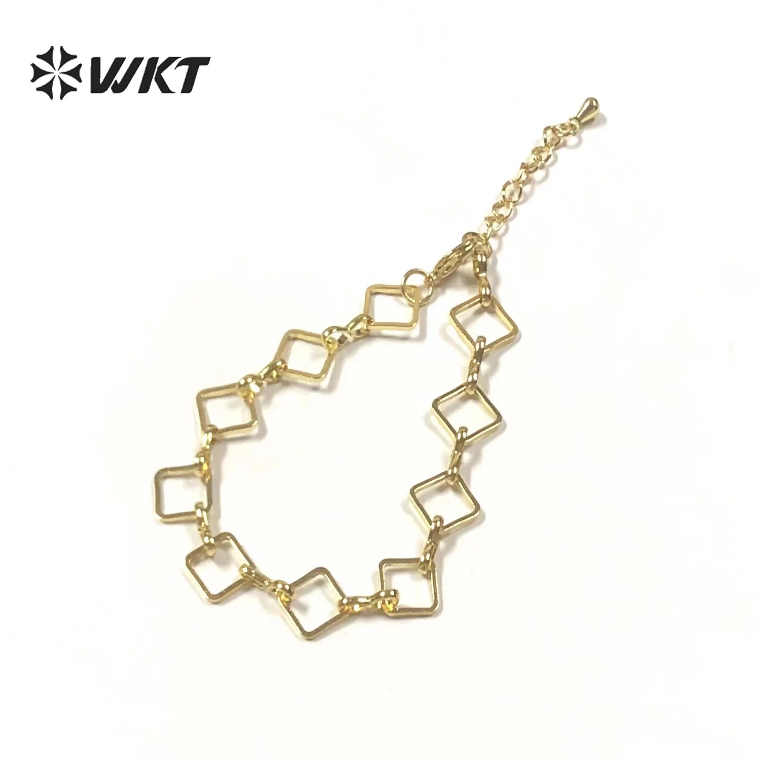 WT-JF334 WKT  Unique Yellow Brass and Gold Bracelet Square  Chain Special  Style Ladies Bracelet Jewelry Gifts Wholesale