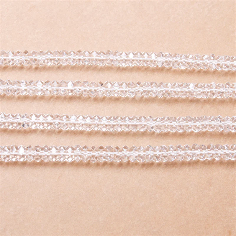 Rock Crystal Clear Quartz Beads Strand Rondelle Faceted Abacus Shape 3x6/4x8mm Natural Stone For Making Jewelry DIY Bracelet