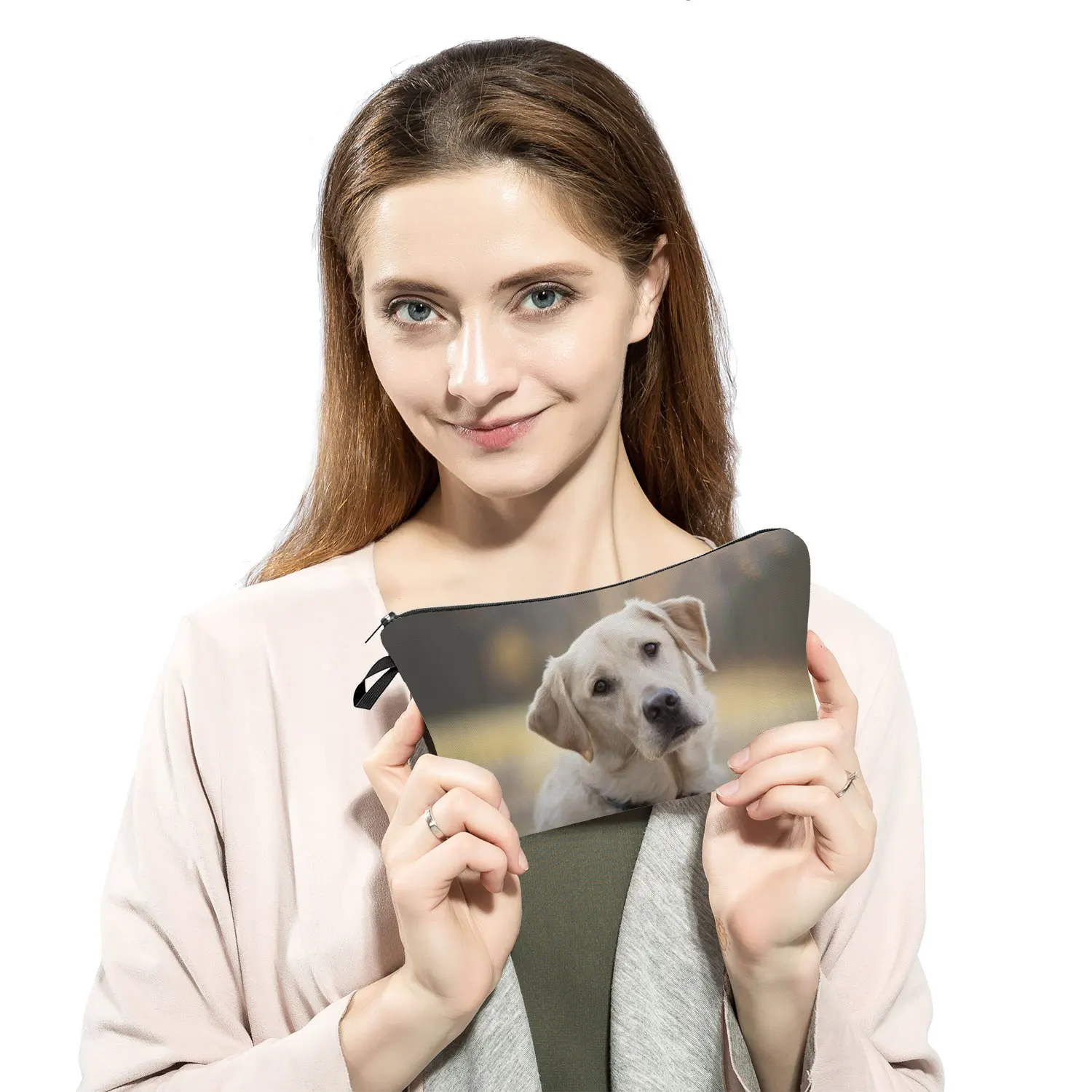 Cute Dog Animal Printed Fashion Cosmetic Bags Beach Travel Portable Makeup Bag School Pencil Cases Female Toiletries Organizer