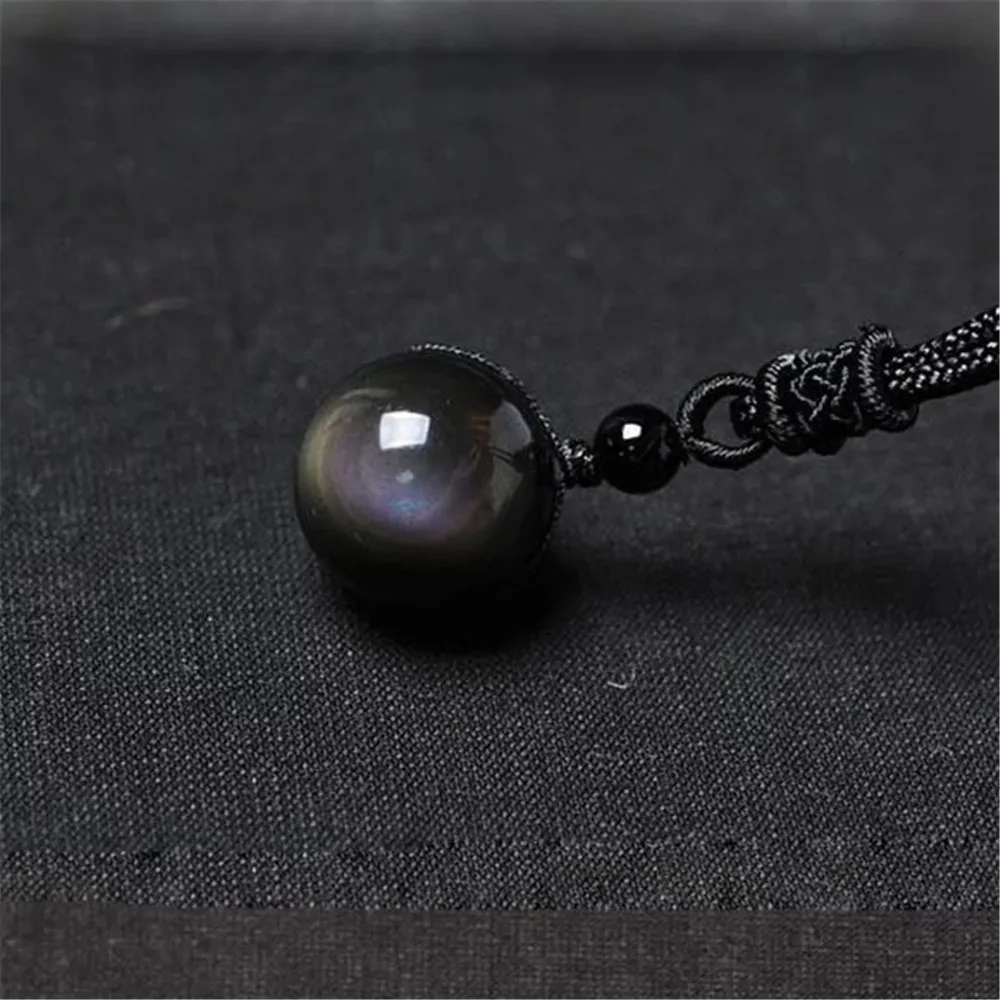 18MM Natural Obsidian Crystal Ornament Rainbow Gem Healing Lucky Ornament Decoration For Woman Gift