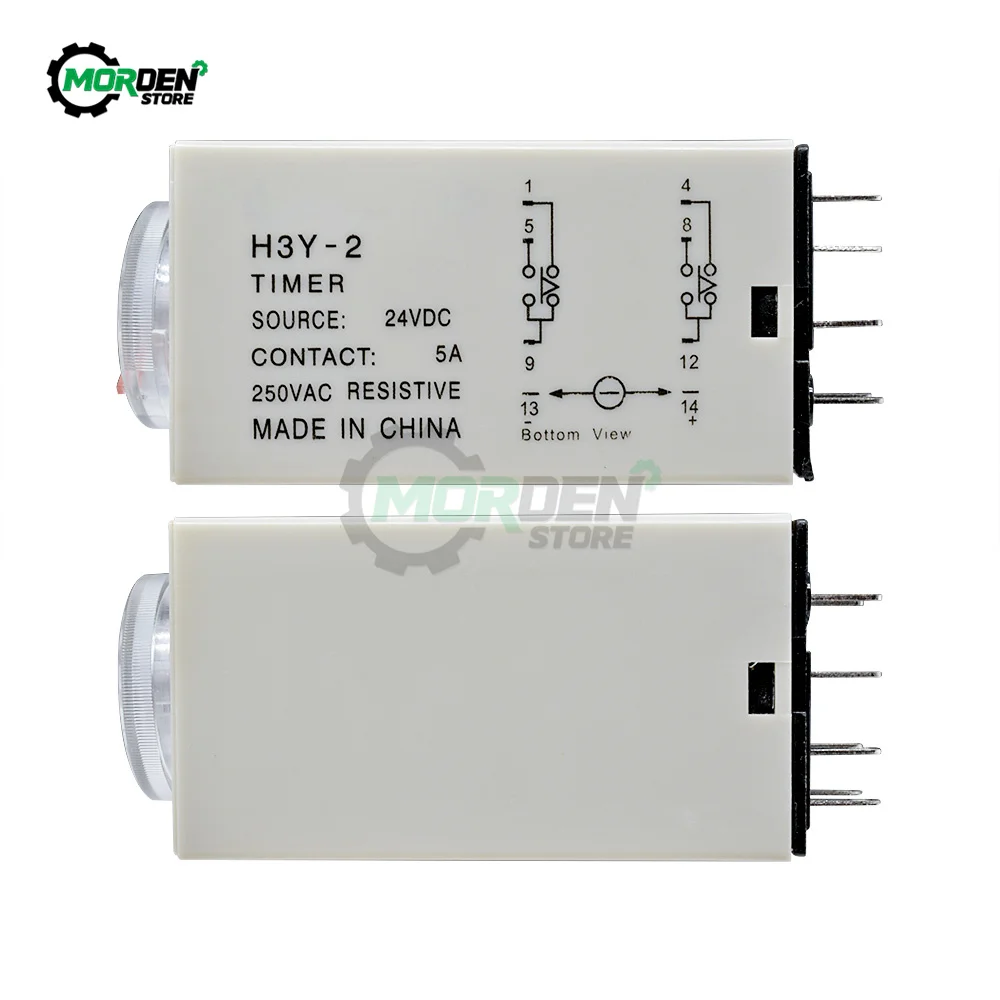 H3Y-2 AC 110V 220V Delay Timer Time Relay Switch DC 12V 24V 0 - 30 Minute/Seconds On-Delay DPDT Timing Relay switch