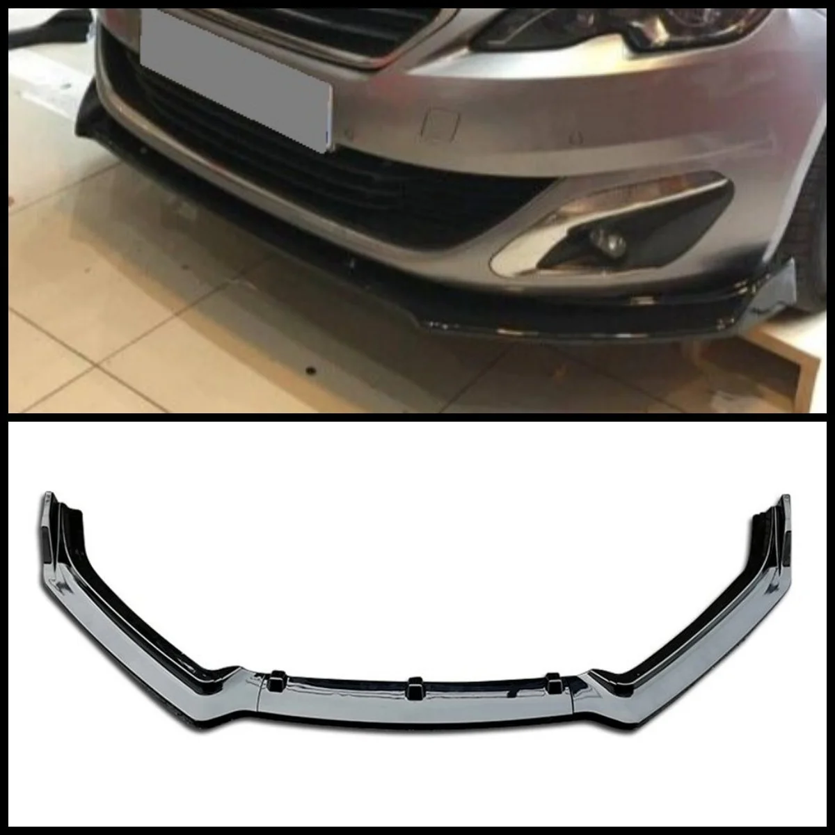 

For Peugeot 308 Front Bumper Lip Body Kit Spoiler Splitter Diffuser 3pcs HighQuality ABS Plastic Professional Universal