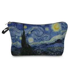 Famous Paintings Starry Sky Printed Cosmetic Bags Fashion Makeup Bag Hot Sale Organizer High Quality Pencil Cases Portable Bag