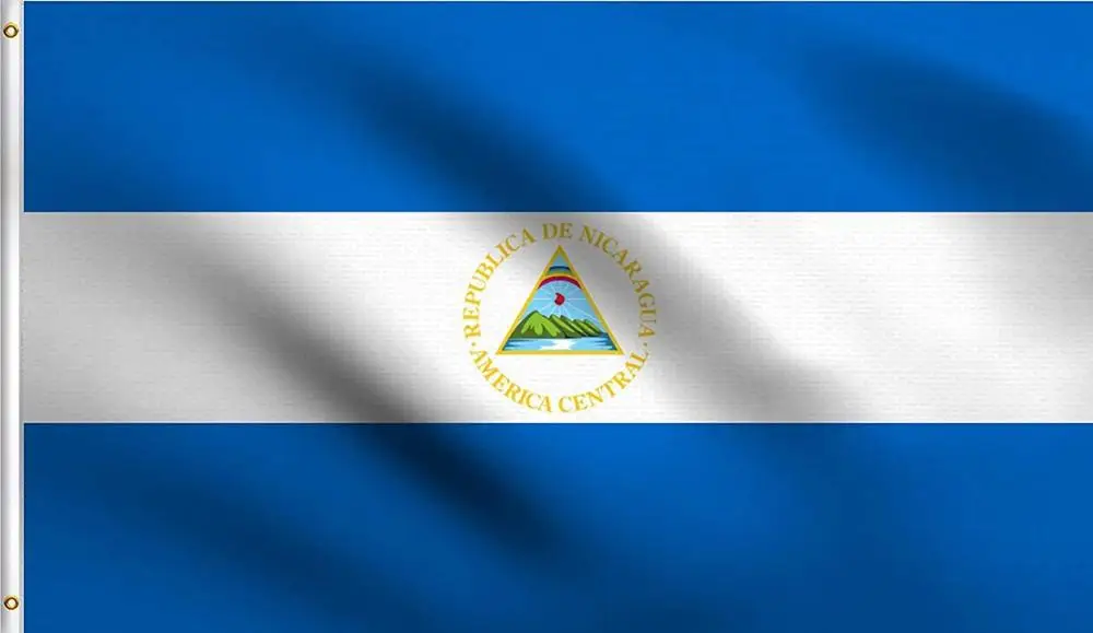 BANDERA CALIDAD NACIONAL DE Nicaragua 150x90cm - Tela De Alta calidad Envió Gratis