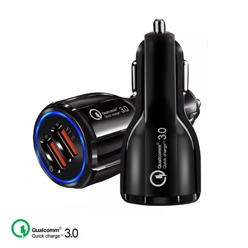 Quick Charge Charger Car Lighter Qualcomn 3.0 Mobile Adapter smartphone Fast Charge Car usb Charger with LED Light