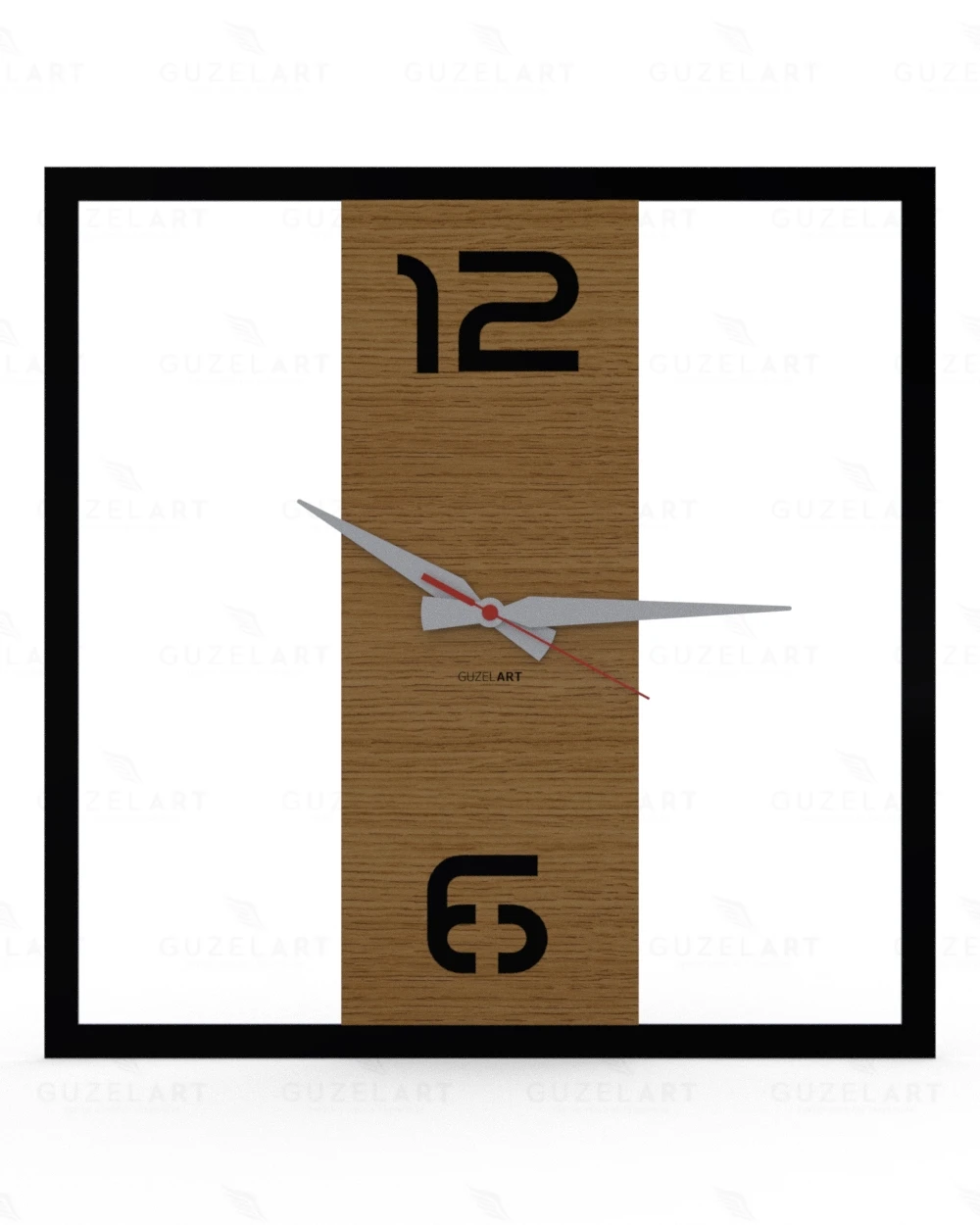 GuzelArt Armoni Wall Clock Modern Design Living Room Decoration Wooden Home Decoration Accessories Wall Decor Black