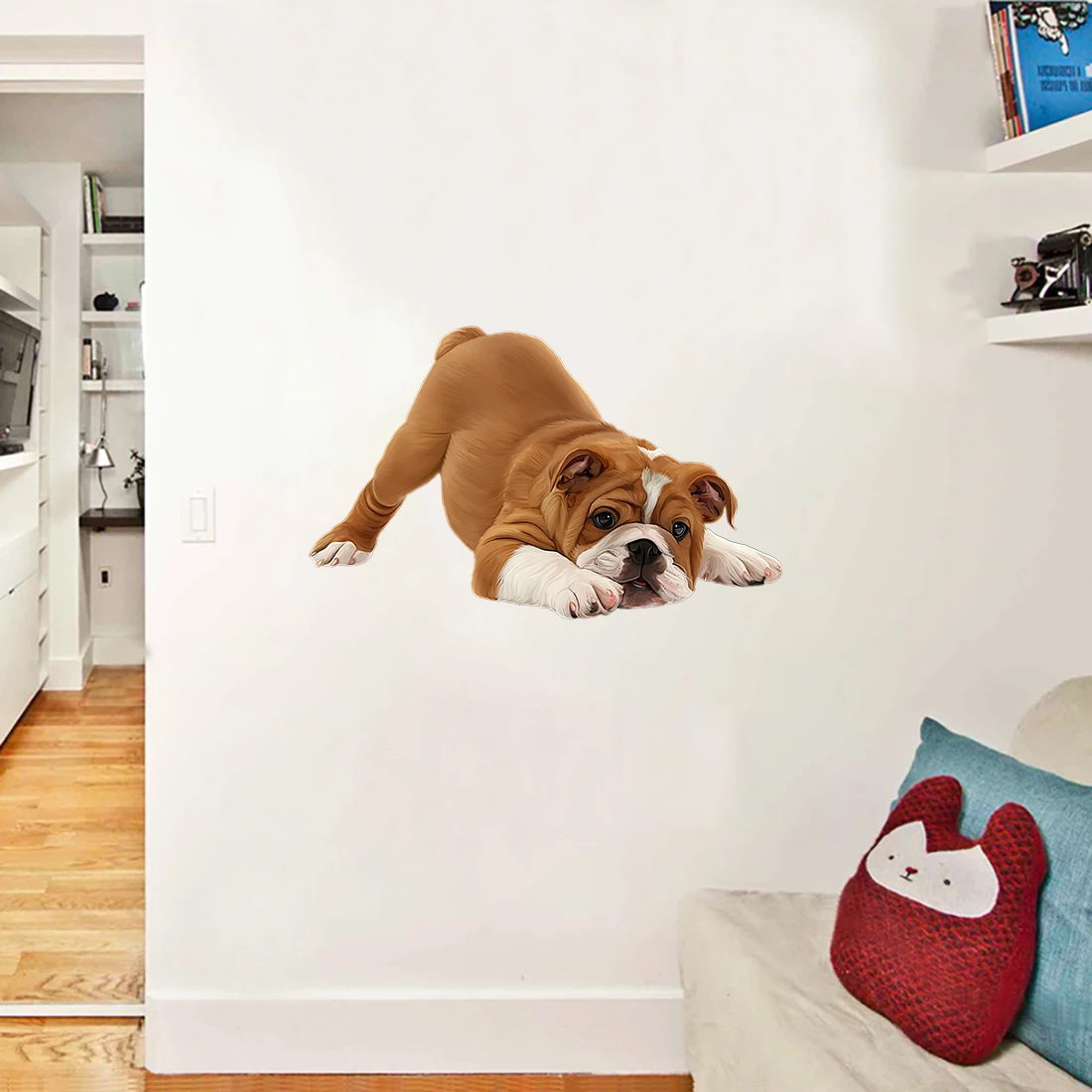 Three Ratels QD118 Lovely English Bulldog Wall sticker for home decoration kid's bedroom Decal