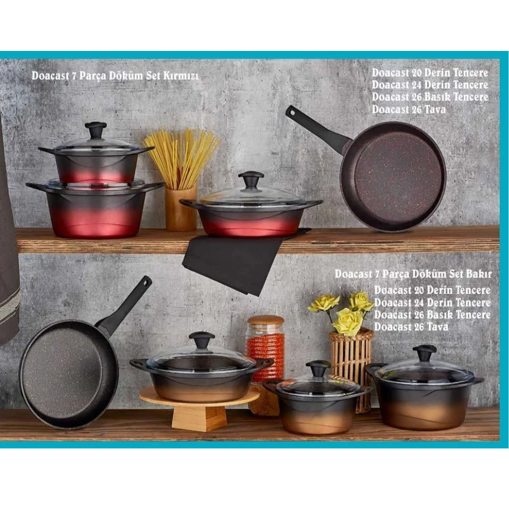 

2021 POT SET Falez 7 doacast piece non-stick granite pots fireproof first class quality turkish production asia europe