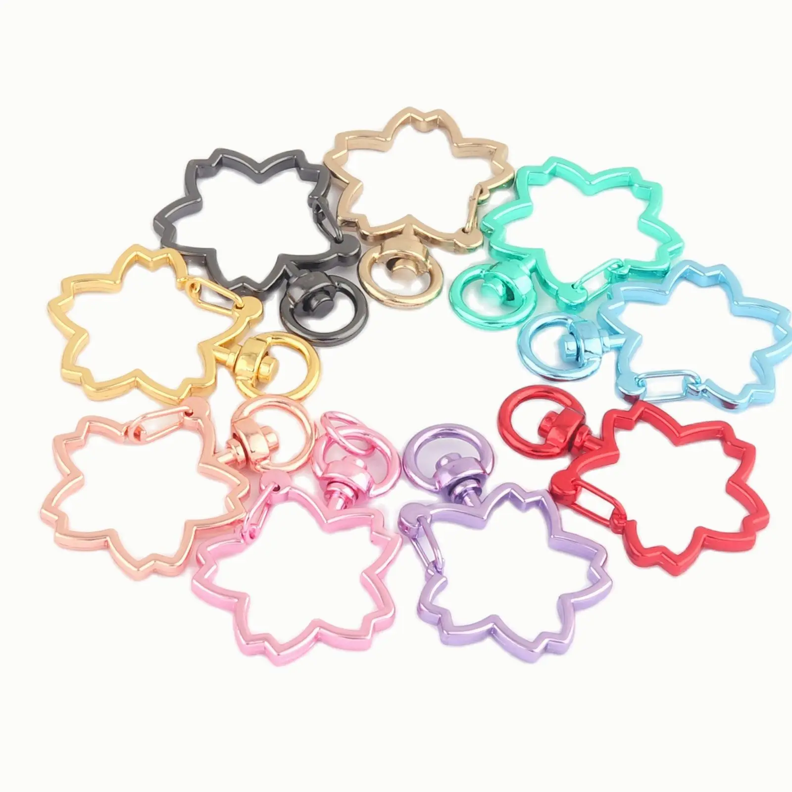 9mm Cherry Blossom Swivel Clasp Claw Pink Swivel Snap Hook Lobster Clasp Jewelry Charm Purse Bag Handbag Clip key Ring Clasp