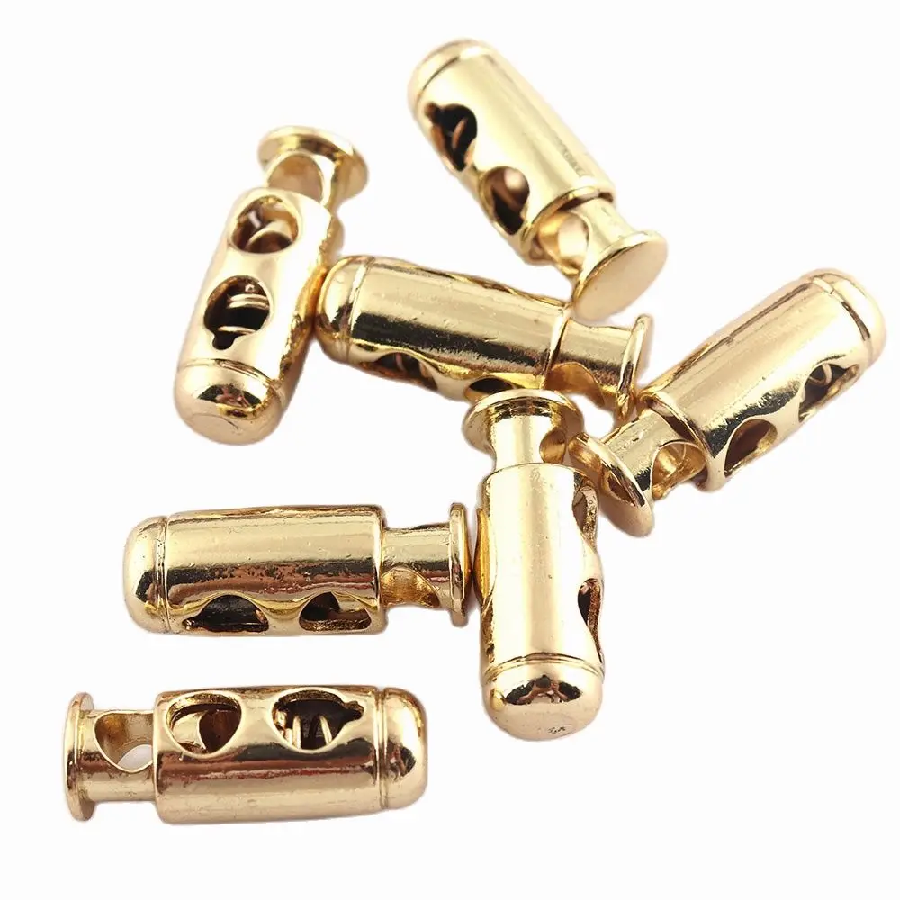 

Cylindrical Cord Locks Gold Cord Toggle Face Mask Toggle Locks Double Hole Cord Lock Material Buckle Stopper Spring Buckle 25mm