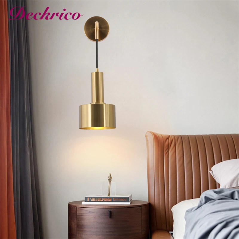 Copper Color Wall Lights Modern Interior Wall Lamp TV Cabinet Bedside Table Lighting Fixtures Indoor Lustre Bedside Room Decor