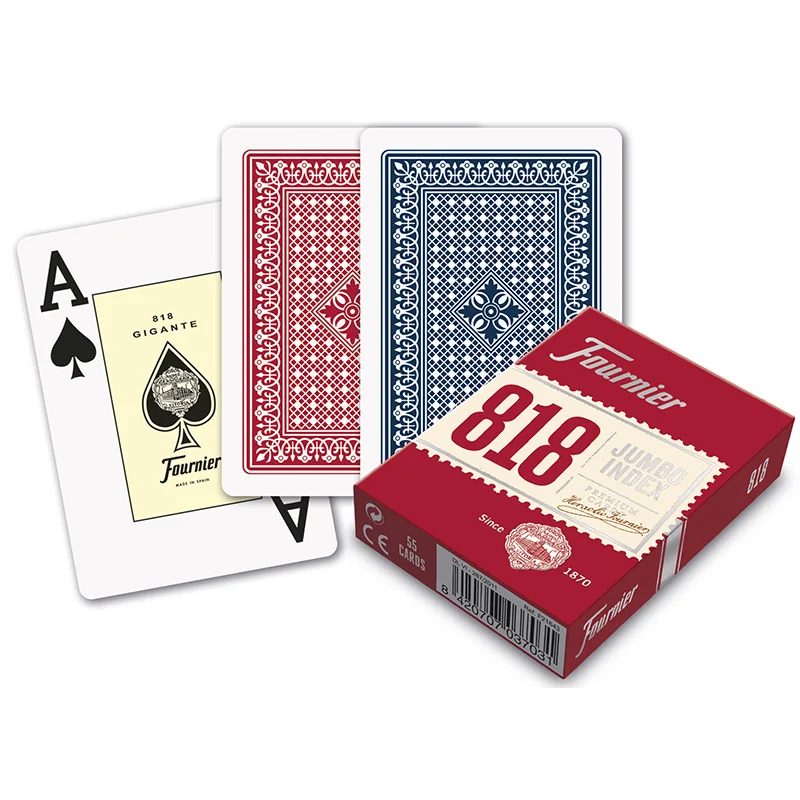 Fournier, Pack 2 American Poker decks, 55 cards (total 110 cards), 2 large indexes, game table basket, play, family