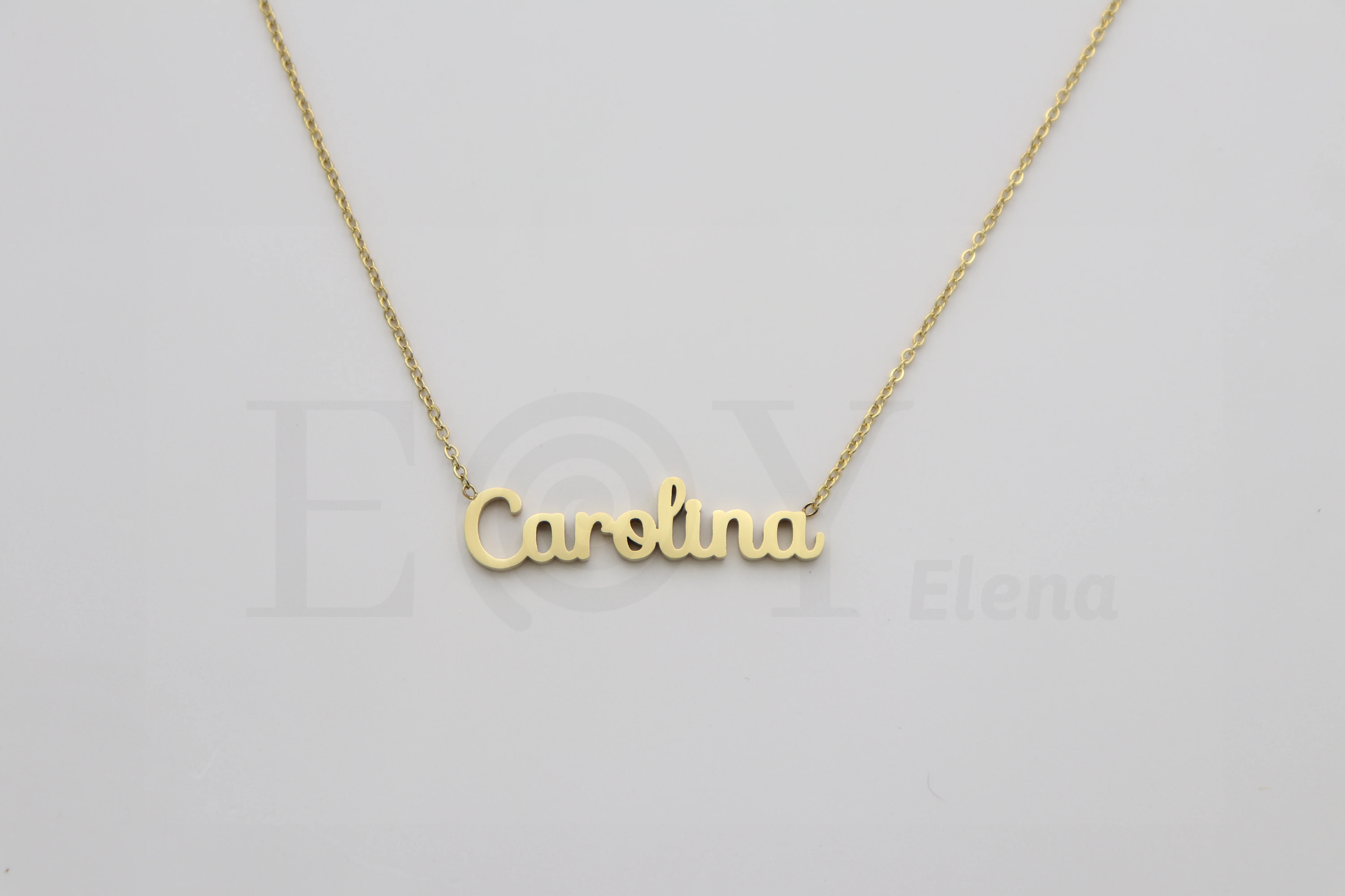 Collar De Acero Inox Con Nombre De Carolina Color Dorado Alta Calidad Envió Desde España