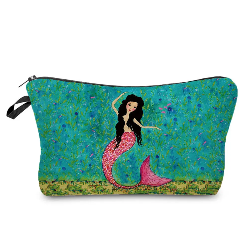 Mermaid Printing Cosmetics Bag Women\'s Makeup Organizer Storage Toiletries Store Special Gift Accessory Traveler Kit Kid Present