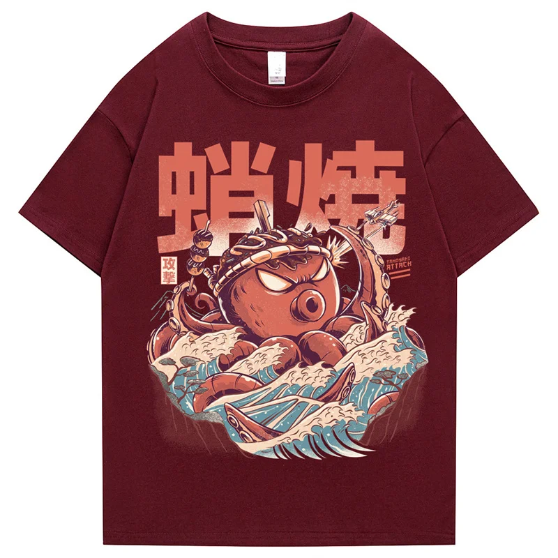 T Shirts Streetwear Tshirts Cartoon Short Sleeve Casual Summer Cotton Men Hip Hop Print O-neck 2022 Japanese Harajuku Top