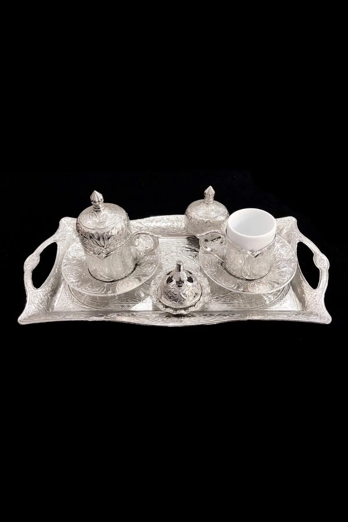 Fashion Tulip Patterned Silver Set di 2 tazze da caffè Design elegante