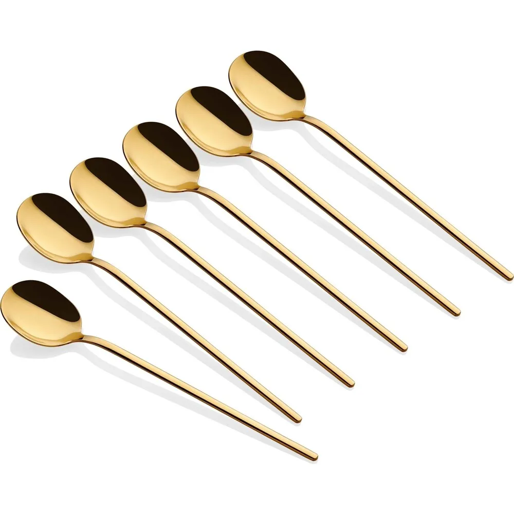 The Mia Tea Spoon 6 Piece - 13 cm Black Gold Silver Tea Stirring Rod Kitchen Tea Tools Kitchenware Cooking Stirring Spoon