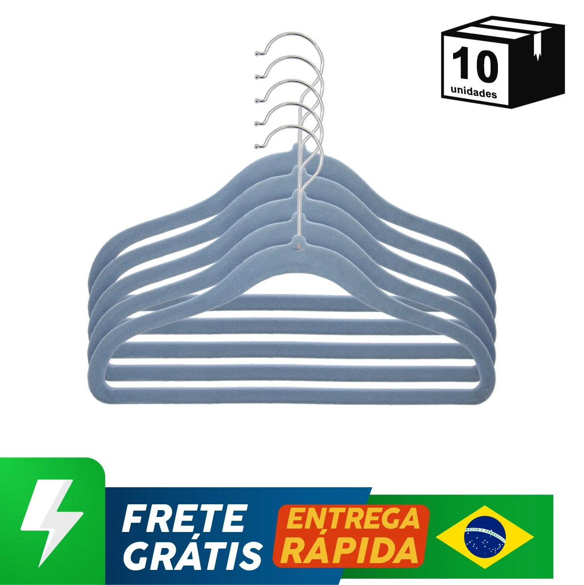 10 Unidades Cabides Gancho Giratório 360 Graus Aveludado Organizador Antiderrapante Roupas Infantil Camisas Camisetas Jaquetas