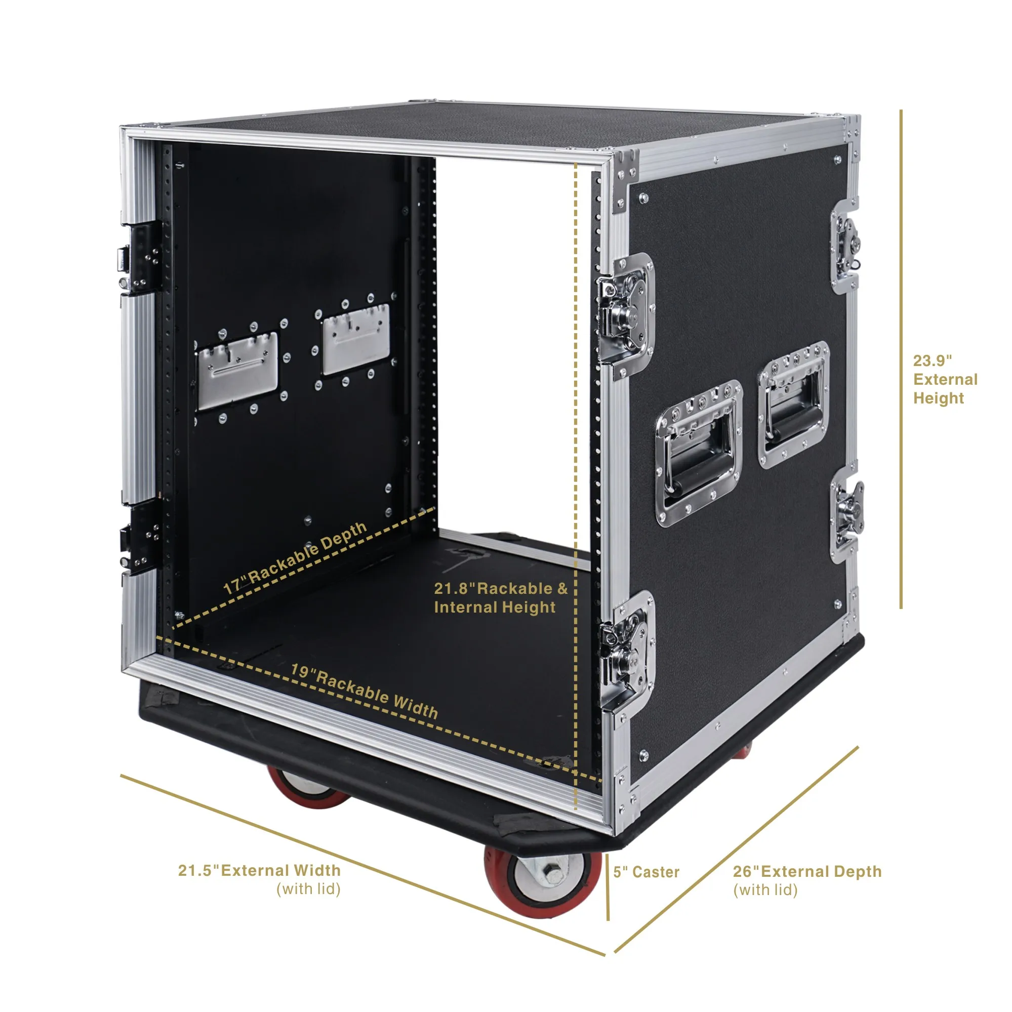 Sound Town 12U Rack Case,12 Space 17” Depth Plywood Metal Corners (STRC-12UW)