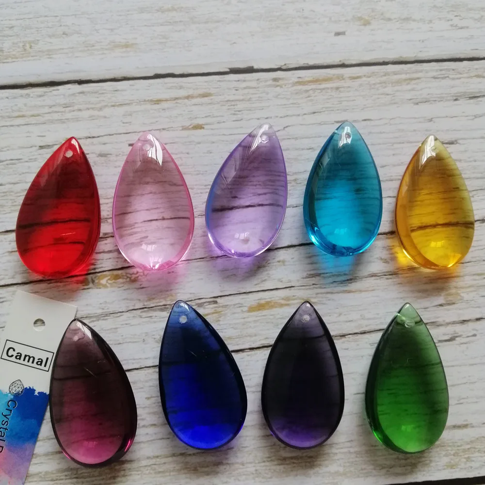 Camal 10pcs 36mm Crystal Smooth Teardrop Beads Prisms Pendants Lamp Chandelier Parts Hanging Ornament Wedding Home Decoration