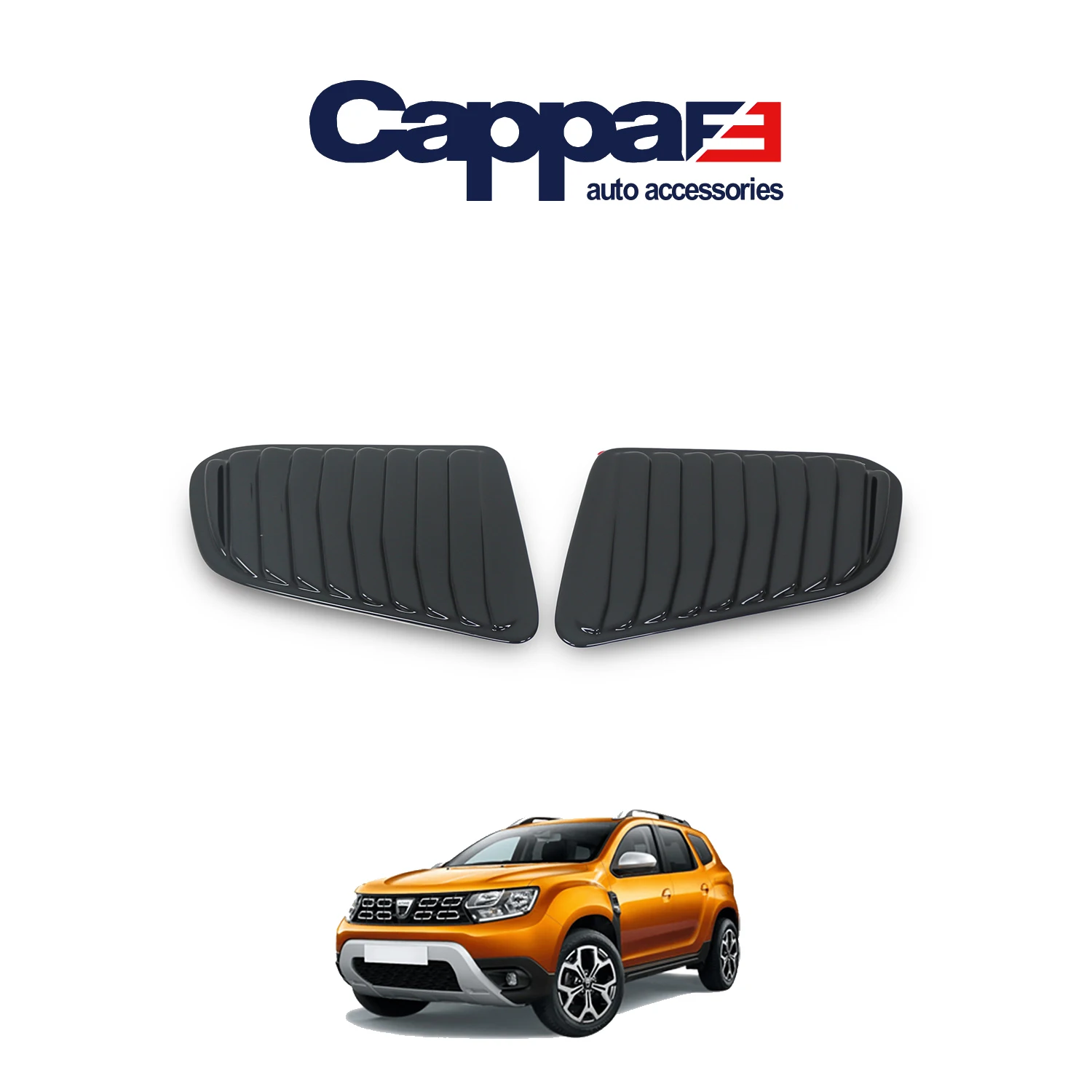 CAPPAFE Dacia Duster 2018- Compatible Butterfly Glass - Vent window - 2 Pieces Glossy Black ABS Perfectly Compatible