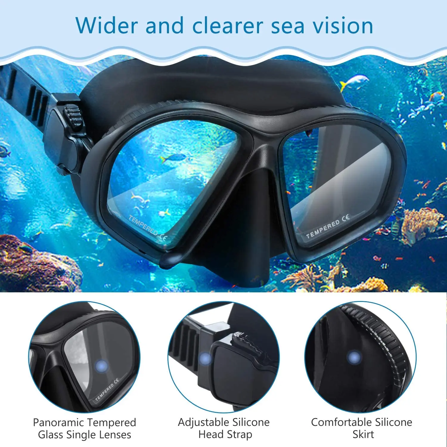 Professional Swimming Gear Youth Kid Snorkel Set Dry Top Diving Mask Anti-Leak Impact Resistant Panoramic Tempered Glass Earplug