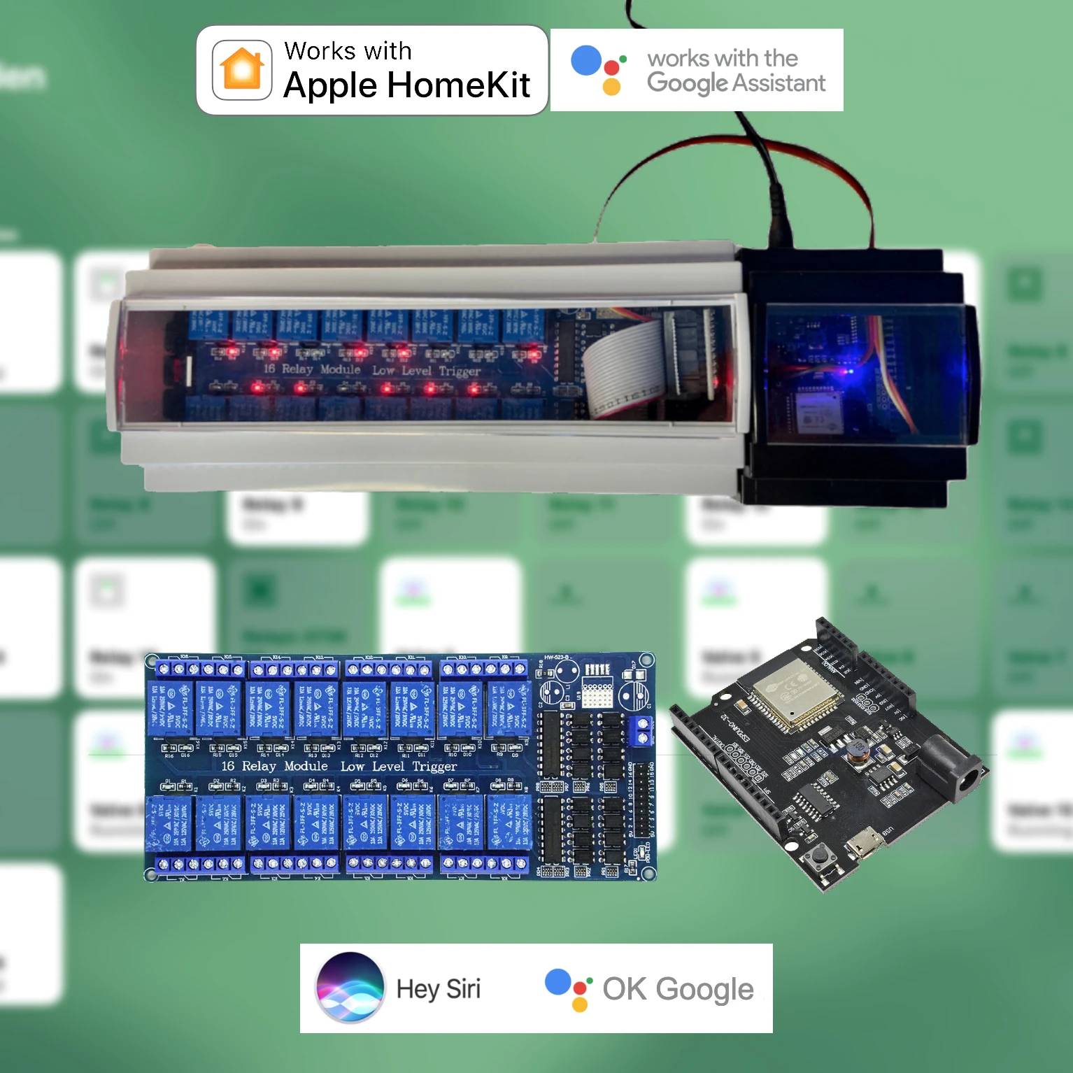 

Apple HomeKit Compatible Smart Home 16 Relay Switch WiFi Schedule Siri Google Assistant Voice Timing Dry Contact Automation Iot