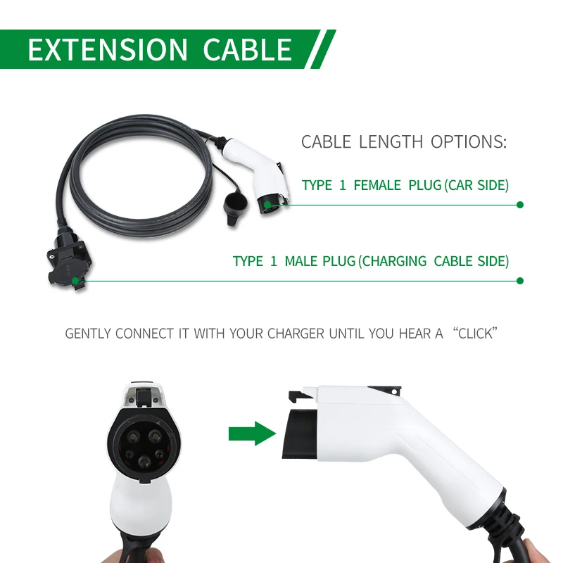 32A SAE J1772 Charging Extension Cable EV Charger  Cable Type 1  Electric Vehicle Extension 5m Cord Connector for evse station