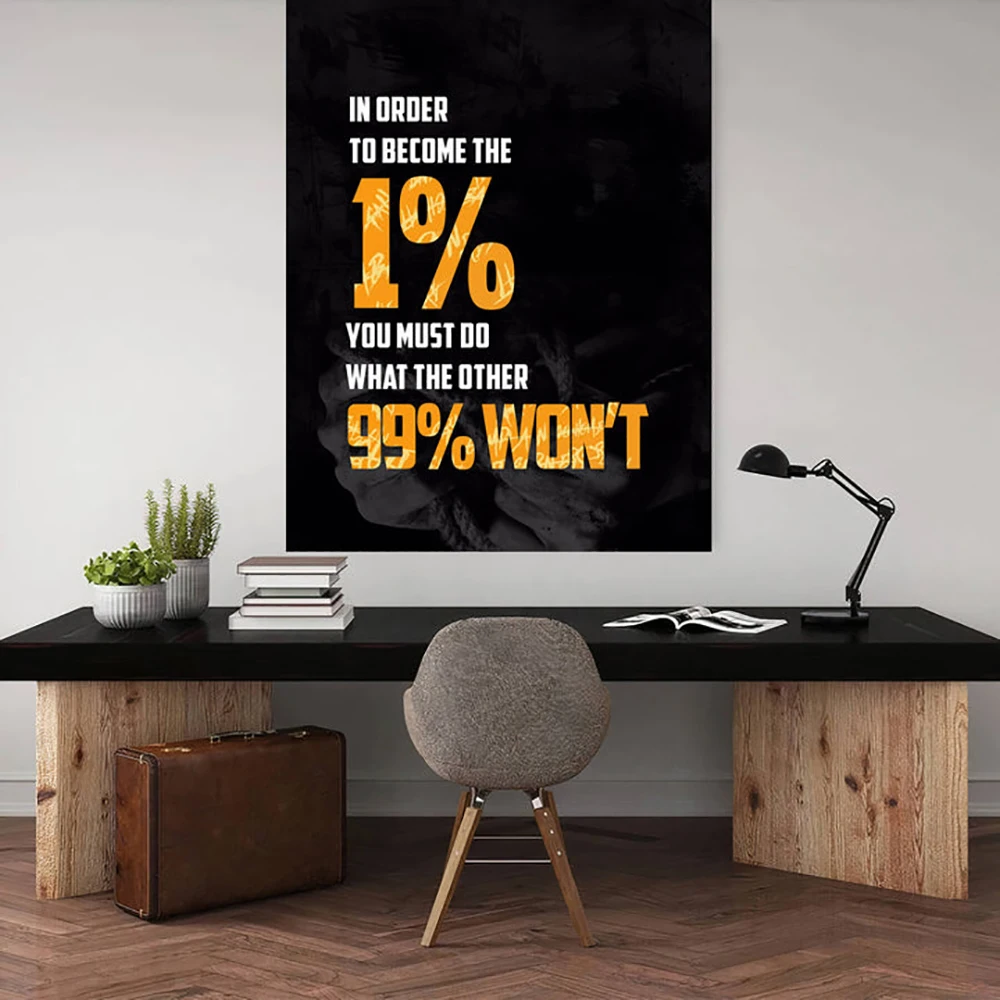 

Motivational Quote 1% Vs 99% Poster Prints Canvas Wall Art the Way to Succeed Workout Picture for Office BedRoom Home Decor