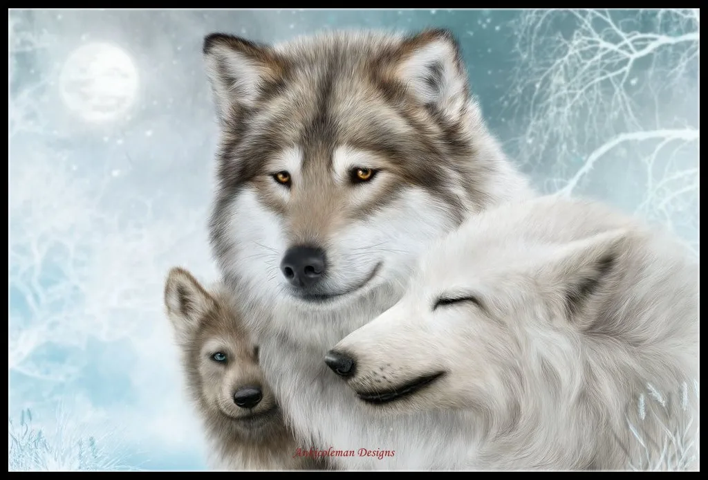 

Winter Wolf Family - Counted Cross Stitch Kits - Handmade Needlework Embroidery 14 ct Aida Cross Stitch Sets