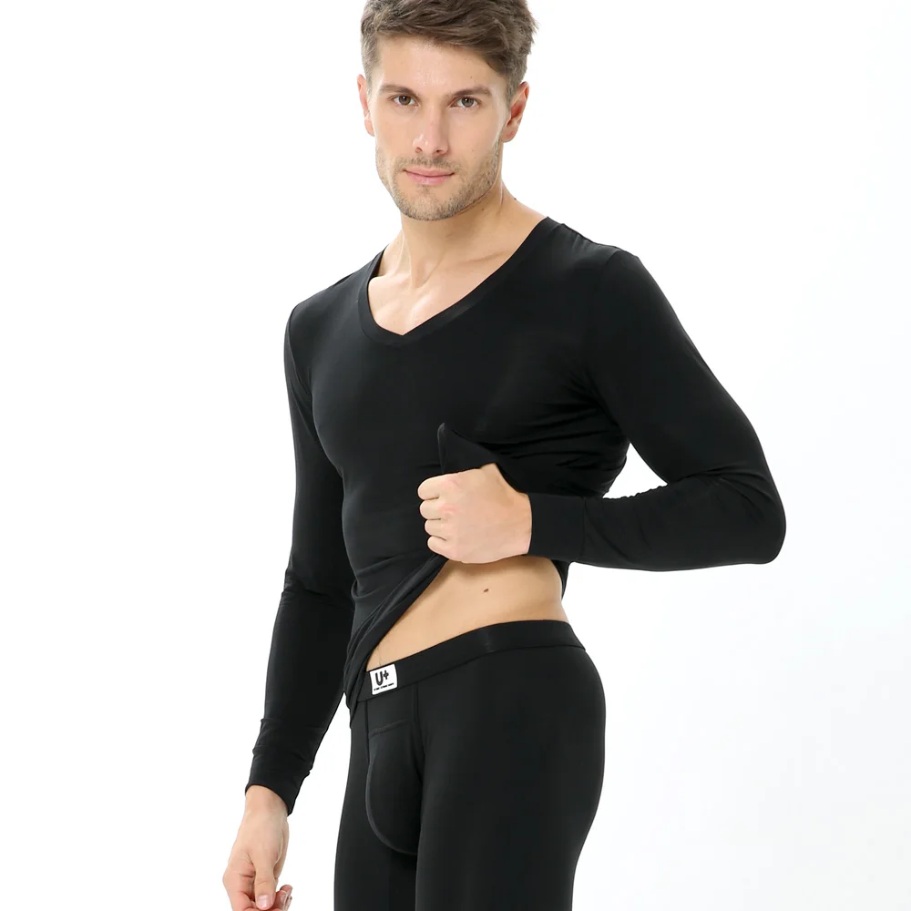 52025 Men’s Thermal Underwear – Silky Soft Premium Modal V-Neck Long Johns, Perfect Fit Base Layer with Sexy Look