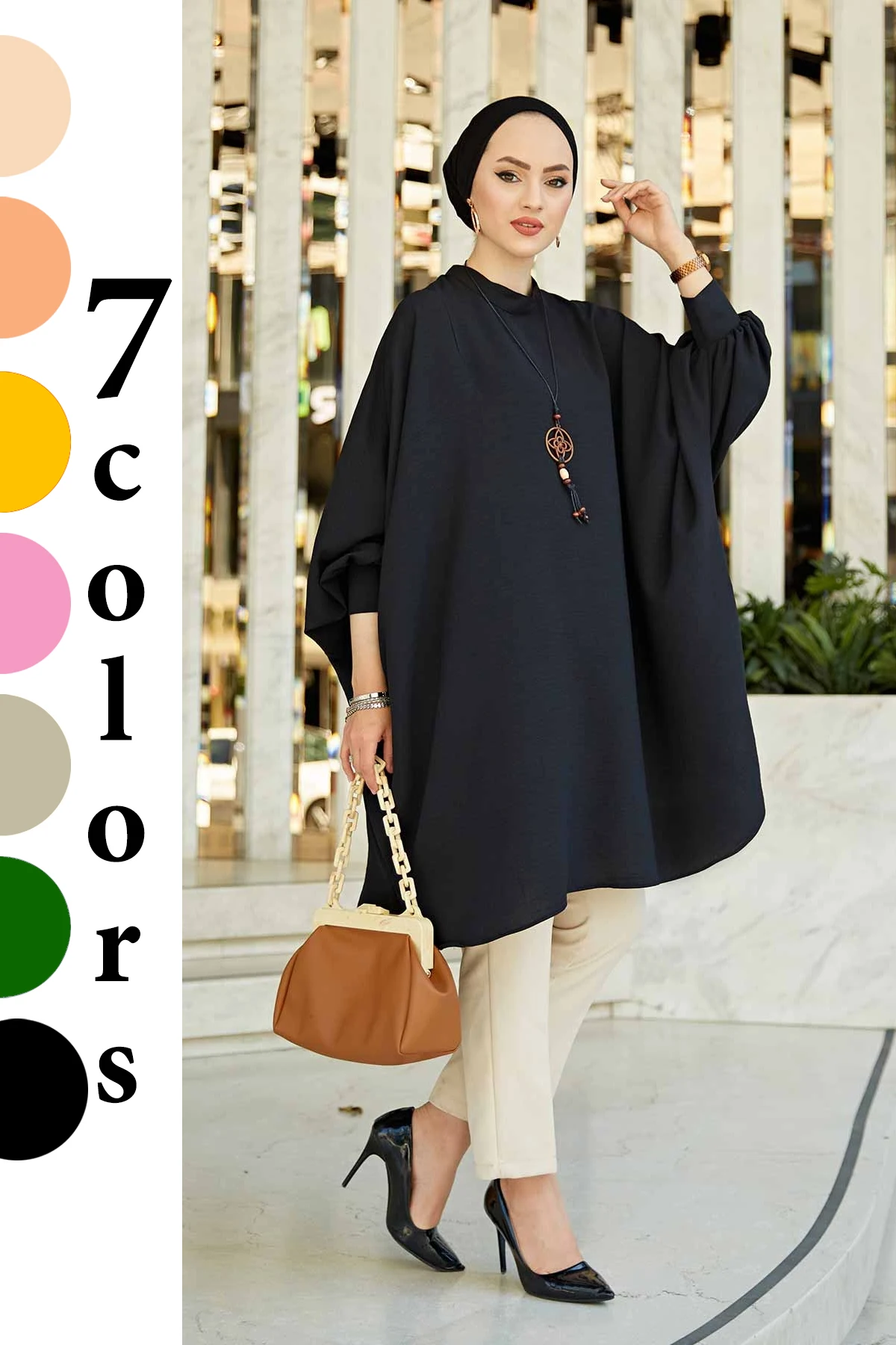 Ladies Bat Sleeve Aerobin Tunic Summer Spring 2021 ladies muslim clothes shirt for woman blouse casual long sleeve